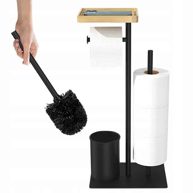 Stojan Na Toaletní Papír S Držákem A Kartáčem Na Wc Černý Loft 57 CM