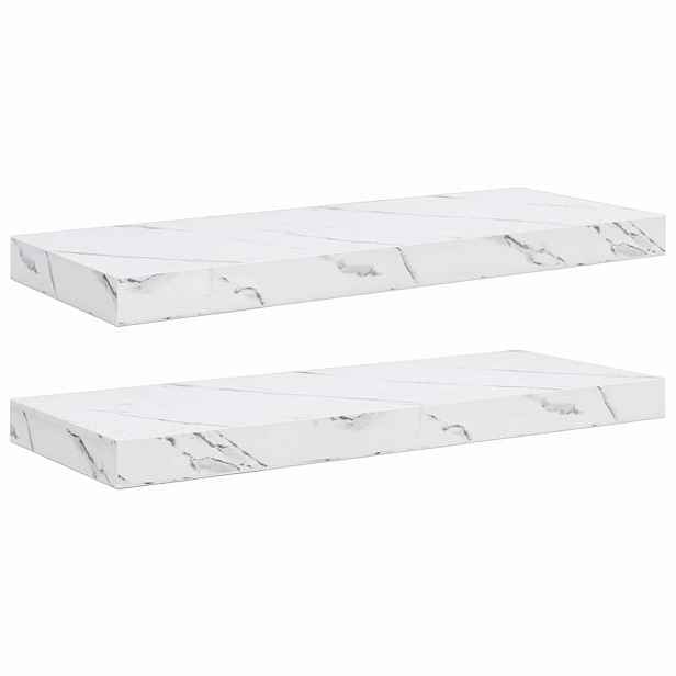 vidaXL Nástěnná polička 2 ks Bílý mramor 60 x 23,5 x 3,8 cm