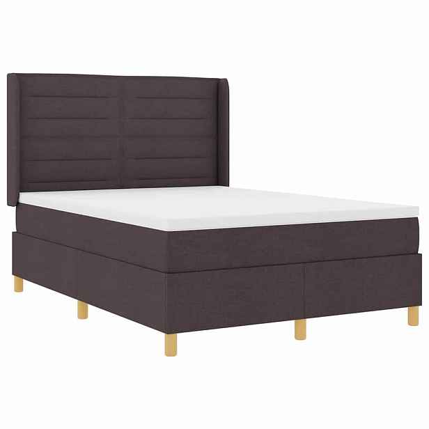 vidaXL Postel s boxspringem s LED pásky Hnědá 140 x 190 cm textil