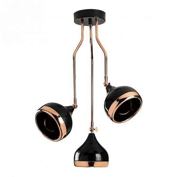 Závěsné svítidlo v černo-měděné barvě pro 3 žárovky Opviq lights Yildo Side