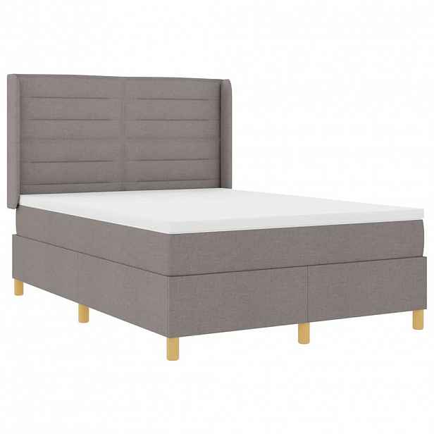 vidaXL Postel s boxspringem s LED pásky Taupe 140 x 190 cm textil