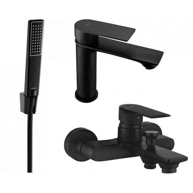MEXEN - Royo R72 Set umyvadlové a vanové baterie s příslušenstvím, černá 72203R72-70