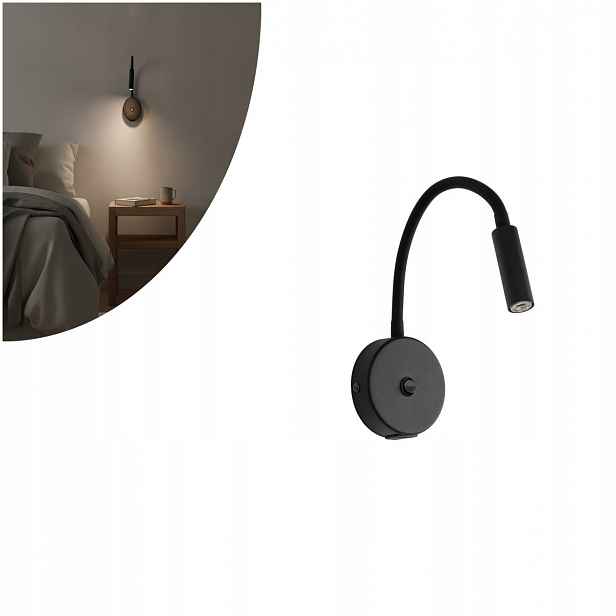 Nástěnné svítidlo na výložníku s vypínačem a Usb konektorem Lagos Black 10200 Tk Lig