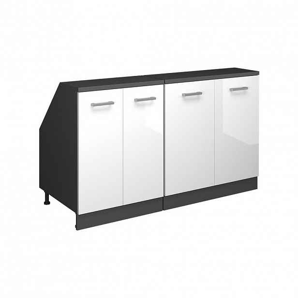 Vicco SADA SKŘÍNÍ PRO ŠIKMOU STŘECHU Rion Bílá vysoký lesk 140 cm Sada 2 korpusů skříně hloubka 60 cm