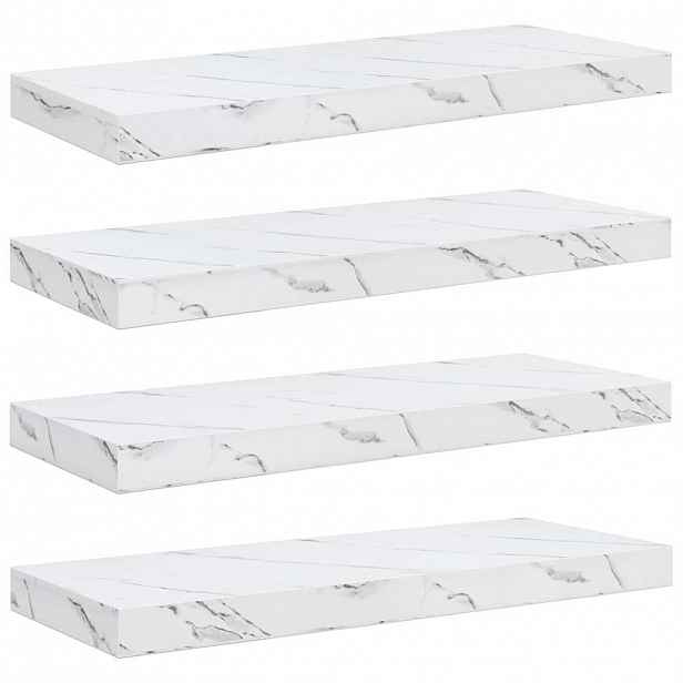 vidaXL Nástěnná polička 4 ks Bílý mramor 60 x 23,5 x 3,8 cm