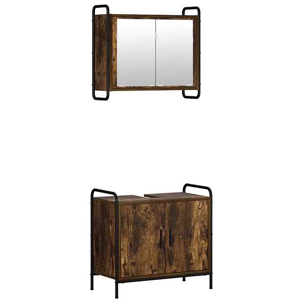 vidaXL Sada koupelnových skříněk 2 ks Kouřový dub 65,5 x 34 x 61 cm