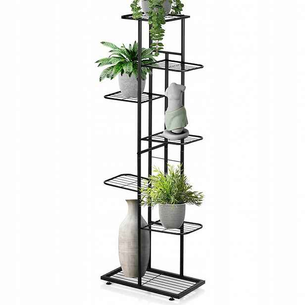 Držák Na Květináč Kovový Černý 7-úrovňový 126 cm Stojan na květiny Květináče