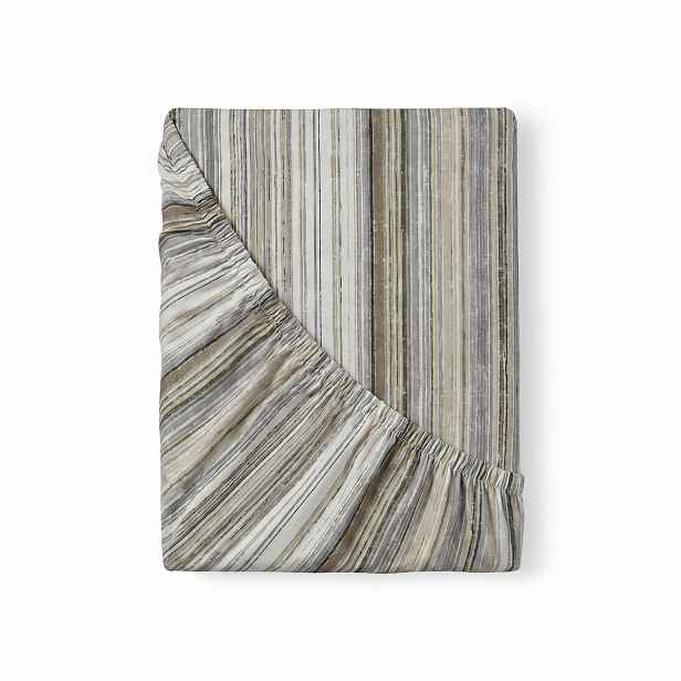 Kvalitex Bavlněné napínací prostěradlo Proužek šedobéžová, 220 x 200 cm
