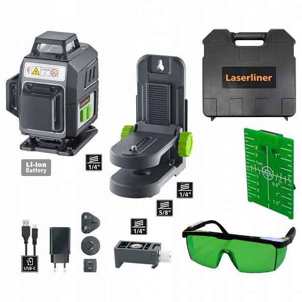 PocketPlane-Laser 4G Laserliner – 360° křížový laser se zeleným paprskem, 4 roky