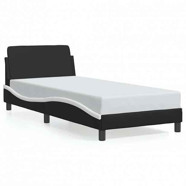 vidaXL Rám postele Dover černý a bílý 90 x 190 cm umělá kůže