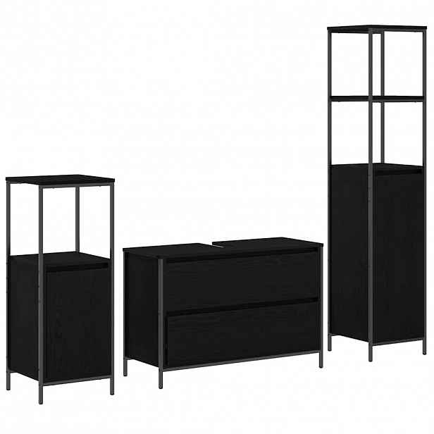vidaXL Sada koupelnového nábytku 3 ks Černý dub 90 x 34,5 x 60 cm