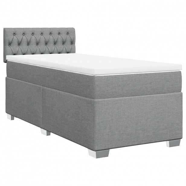 vidaXL Box spring postel s matrací světle šedá 80 x 200 cm textil
