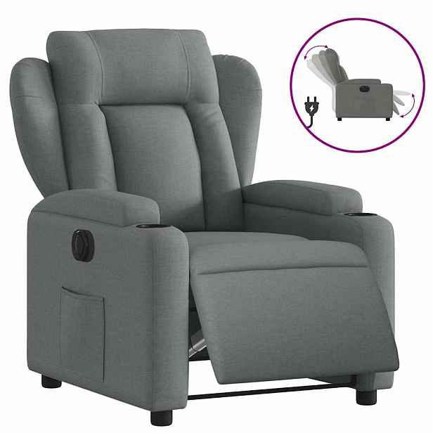 vidaXL Elektrické polohovací křeslo tmavě šedé textil