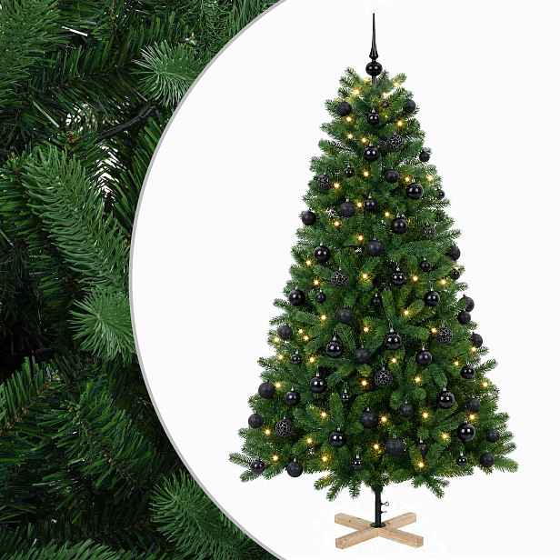 vidaXL Umělý vánoční stromek s vánočními koulemi 180 cm 300 LED