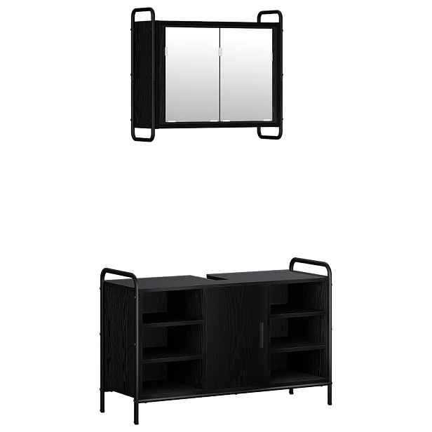 vidaXL Sada koupelnových skříněk 2 ks Černý dub 65,5 x 34 x 61 cm