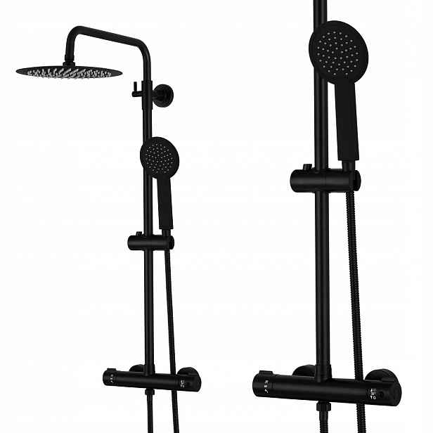 Černý Sprchový Set S Velkou Dešťovou Sprchou 25 CM Inea