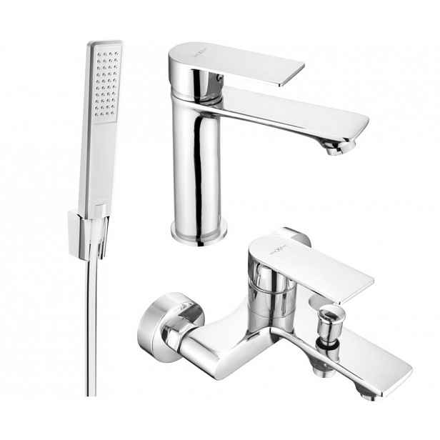 MEXEN - Royo R72 Set umyvadlové a vanové baterie s příslušenstvím, chrom 72203R72-00