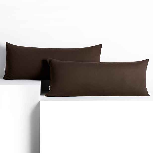 Povlaky na polštáře DecoKing Amber tmavě hnědé, velikost 40x145*2