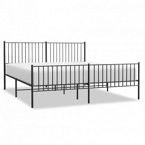 vidaXL Kovový rám postele s hlavovým a nožním čelem černý 183 x 213 cm