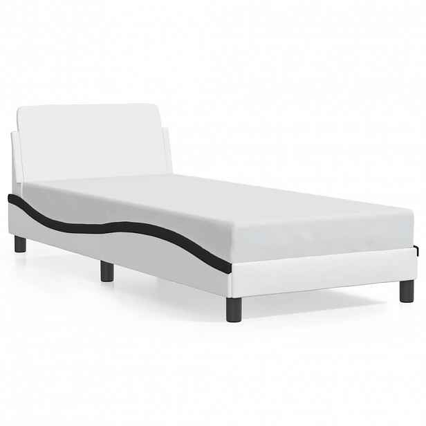 vidaXL Rám postele Dover bílý a černý 90x190 cm umělá kůže