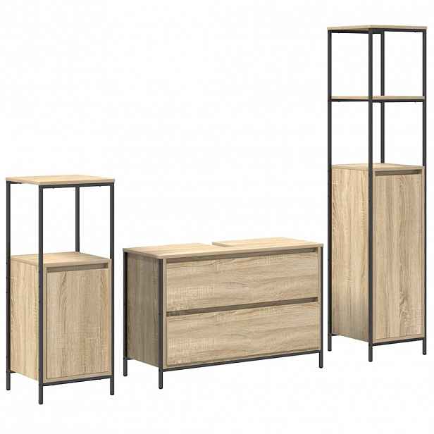 vidaXL Sada koupelnového nábytku 3 ks Sonoma dub 90 x 34,5 x 60 cm