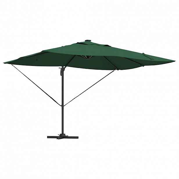 vidaXL Slunečník 352 x 251 x 265 cm Polyester a hliník Zelená
