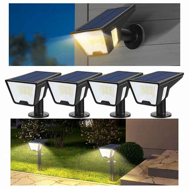 Zahradní osvětlení solární lampy spoty 3barvy IP68, zapichovací montáž 4ks