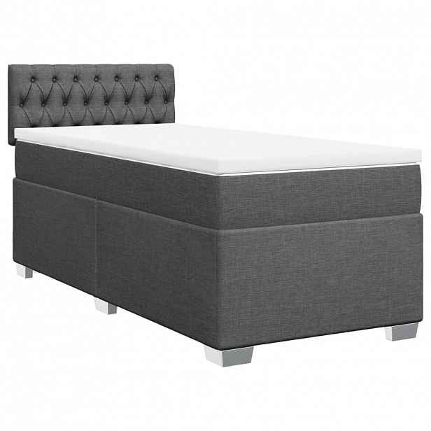 vidaXL Box spring postel s matrací tmavě šedá 80 x 200 cm textil