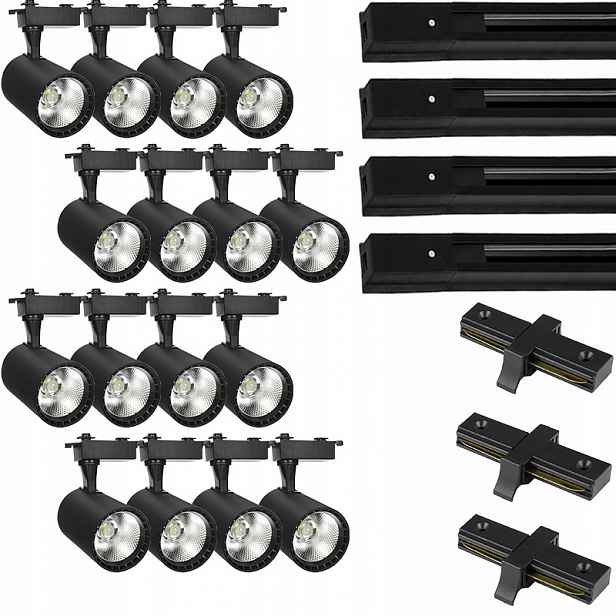 16 X Kolejnicový Reflektor Led Svítidlo Nastavitelné Stropní Svítidlo Kolejnicový Kabel
