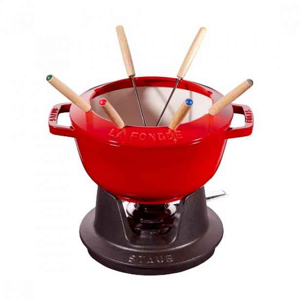 20 cm litinový sadu fondue set, Cherry - Staub