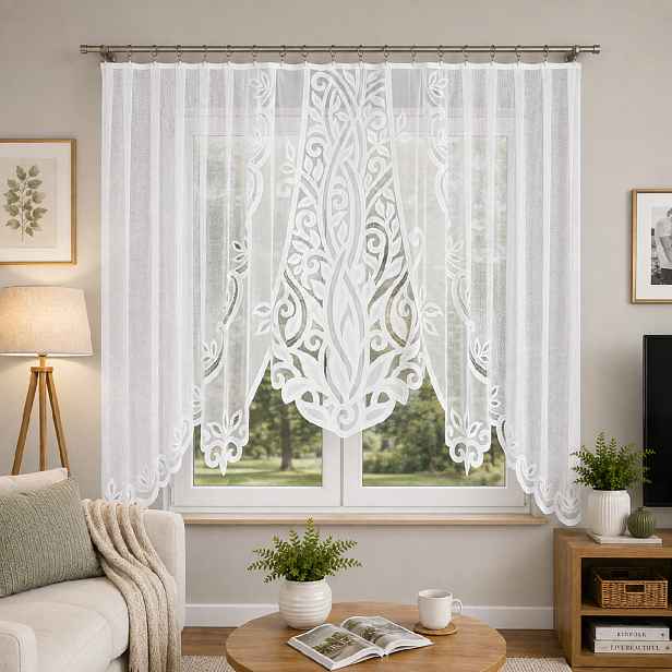 Dekorační oblouková krátká záclona na žabky POLA bílá 300x160 cm MyBestHome