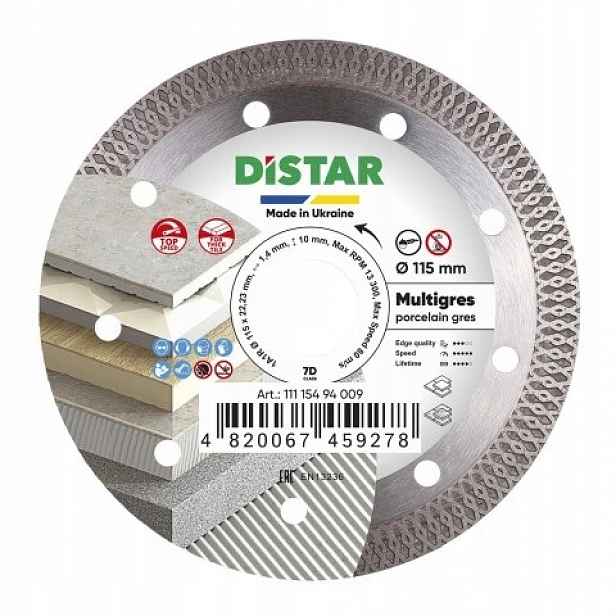 Diamantový kotouč Distar Multigres 111 154 94 009 115 mm pro gres