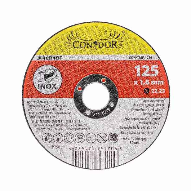 Korundový řezný kotouč na kov, inox-u 125 x 1,6 mm, Condor