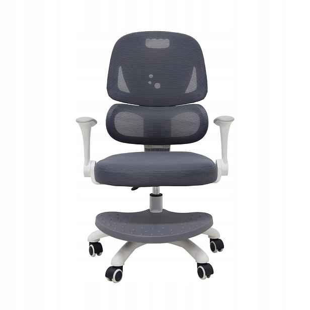 Křeslo k psacímu stolu pro dítě Ergonomické otočné křeslo s nastavitelnou šedou barvou