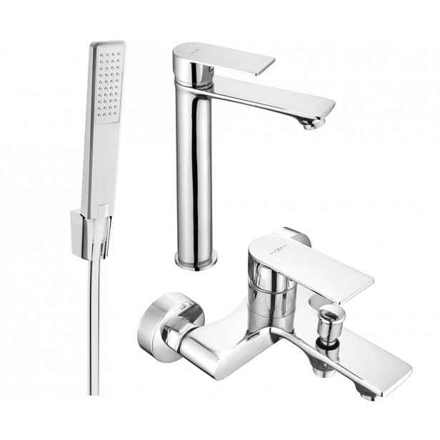 MEXEN - Royo R72 Set umyvadlové a vanové baterie s příslušenstvím, chrom 72213R72-00