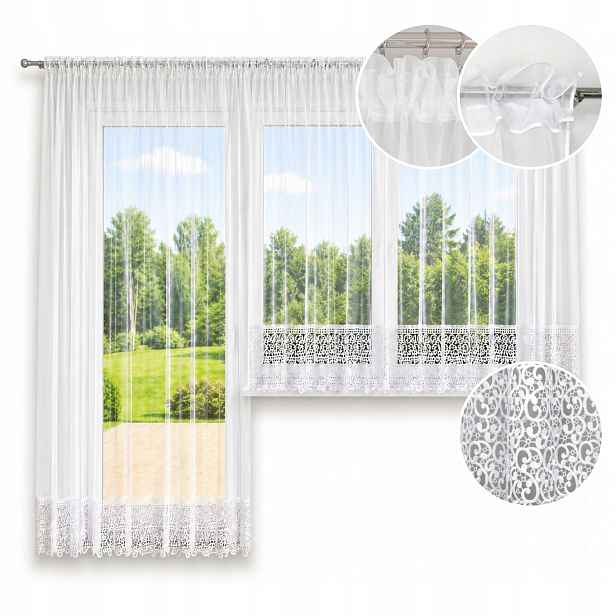 Sada Záclon 400x150 200x230 Záclony Připravené pro blok s guipurou 20 cm