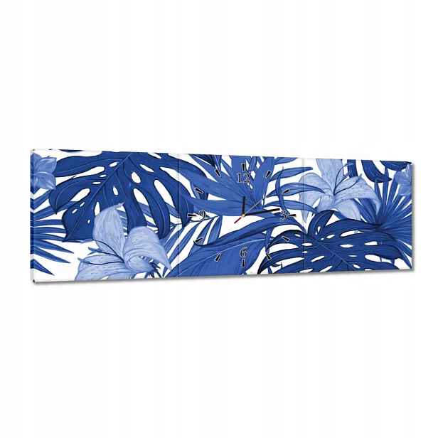 Hodiny 90x30 Classic Blue Monstera