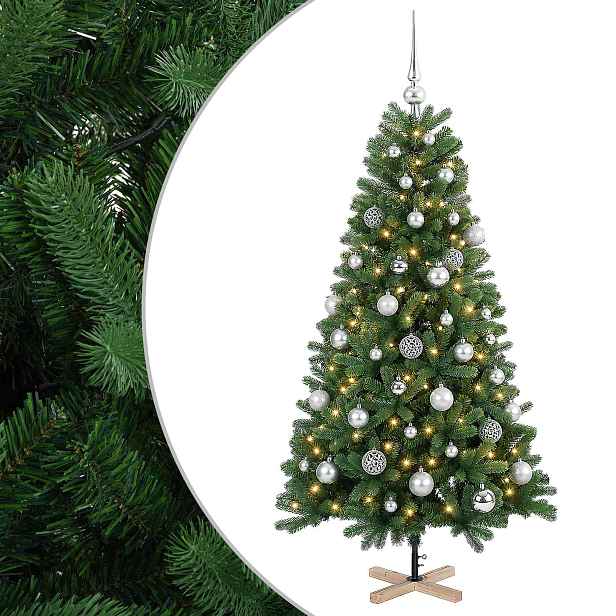 vidaXL Umělý vánoční stromek s vánočními koulemi 150 cm 150 LED