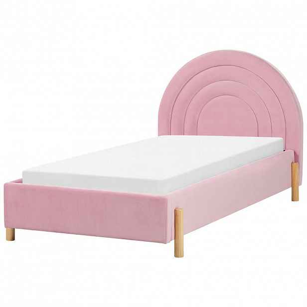 Beliani ČALOUNĚNÁ POSTEL 90/200 cm Růžová Anet