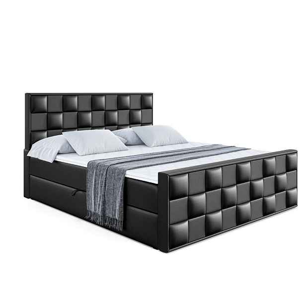 ALTDECOR KONTINENTÁLNÍ POSTEL s matrací H4 - ZAFIRA - 200x200 cm Černá