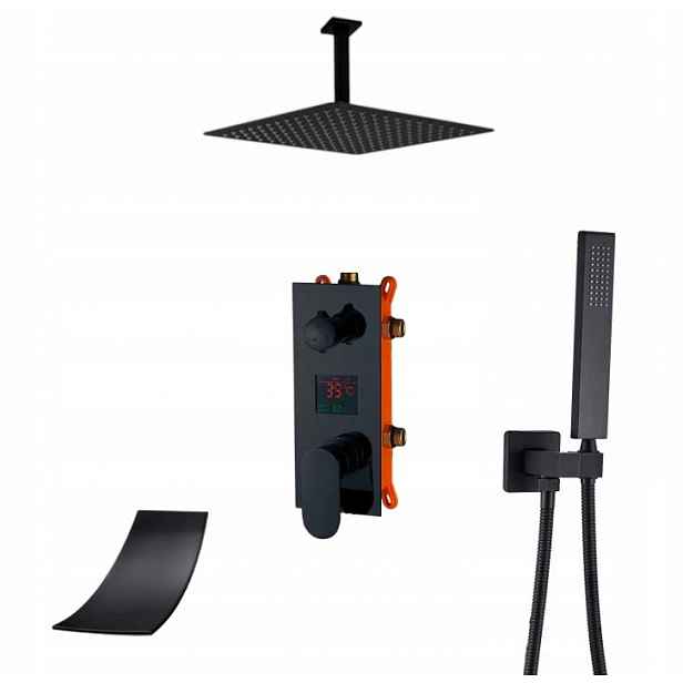 Podomítkový Set Vodopádový Displej Černý Mat 20 CM