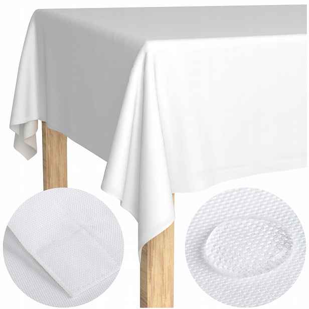 Plamoodolný Ubrus na stůl Bílý Hladký vánoční klasický 150 x 350 cm