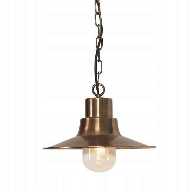 Venkovní závěsná terasová lampa zestárlá, mosazná, industriální Elstead