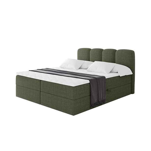 ALTDECOR KONTINENTÁLNÍ POSTEL s matrací H3 - NINA - 160x200 cm Zelená