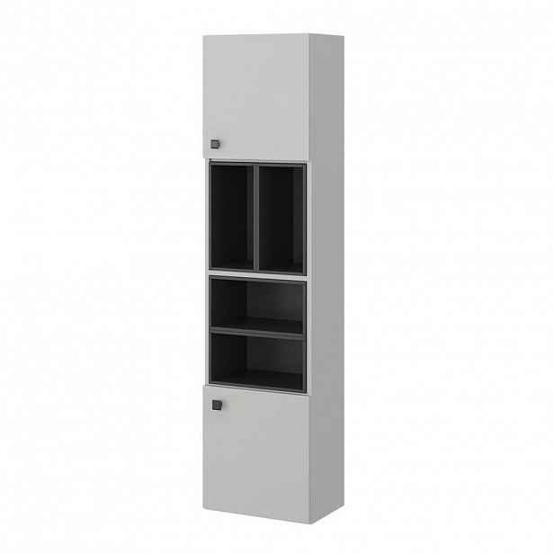 Vicco KOUPELNOVÁ SKŘÍŇKA Gerta Šedá 37.5 x 150 cm s dvířky a otevřenými přihrádkami
