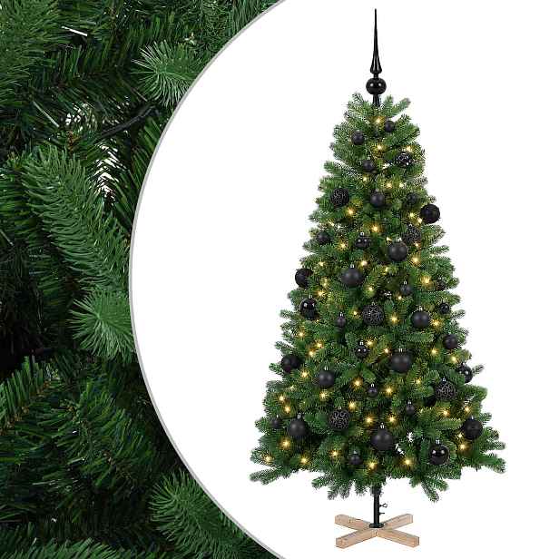 vidaXL Umělý vánoční stromek s vánočními koulemi 150 cm 150 LED