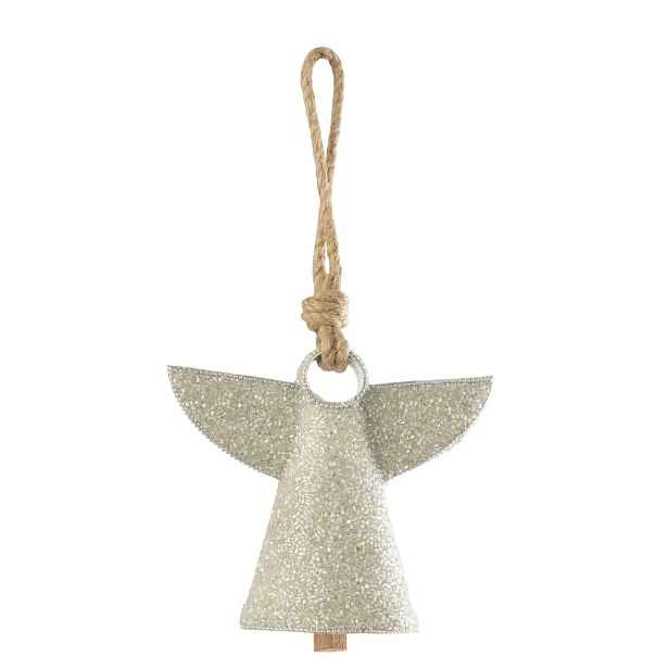 Stříbrný kovový zvonek s korálky Angel - 17*9*28 cm J-Line by Jolipa