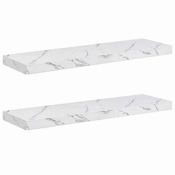 vidaXL Nástěnná polička 2 ks Bílý mramor 90 x 23,5 x 3,8 cm