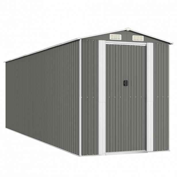 vidaXL Zahradní kůlna světle šedá 192 x 606 x 223 cm pozinkovaná ocel
