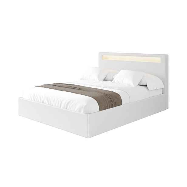 ALTDECOR ČALOUNĚNÁ POSTEL s úložným prostorem a roštem, postel s matrací H3/H4 - GOLA 140x200 Bílá